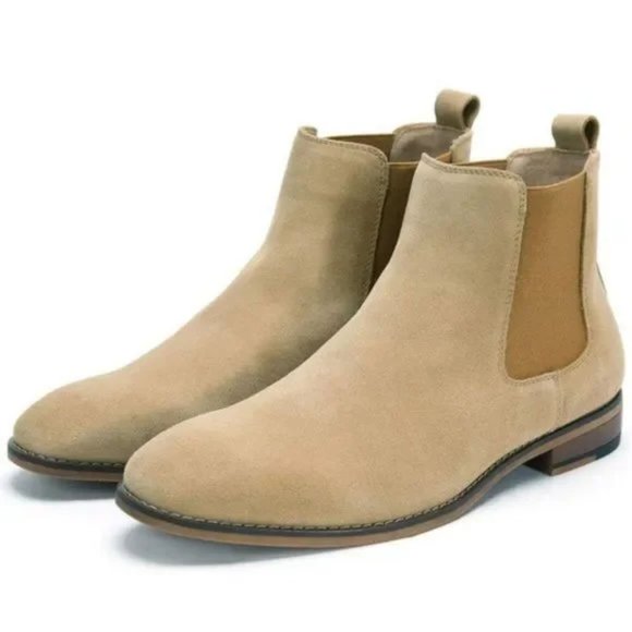 New Men's Slip-on Suede Boots - Camel - Picture 2 of 8